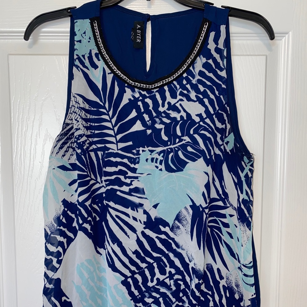 A.Byer Blue overlay tank with chain twist